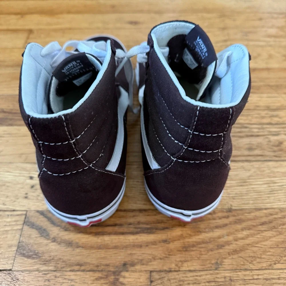Vans Sk8-Hi Brown White Suede High Top Skate Shoes Mens 8.5 Womens 10